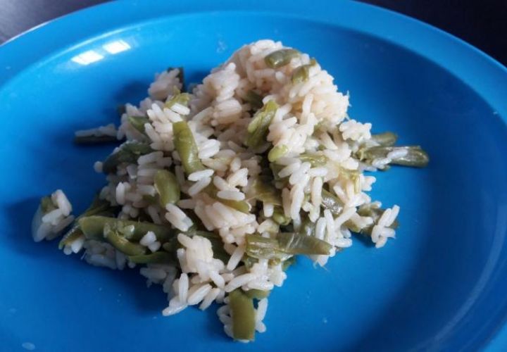 Reis mit grünen Bohnen