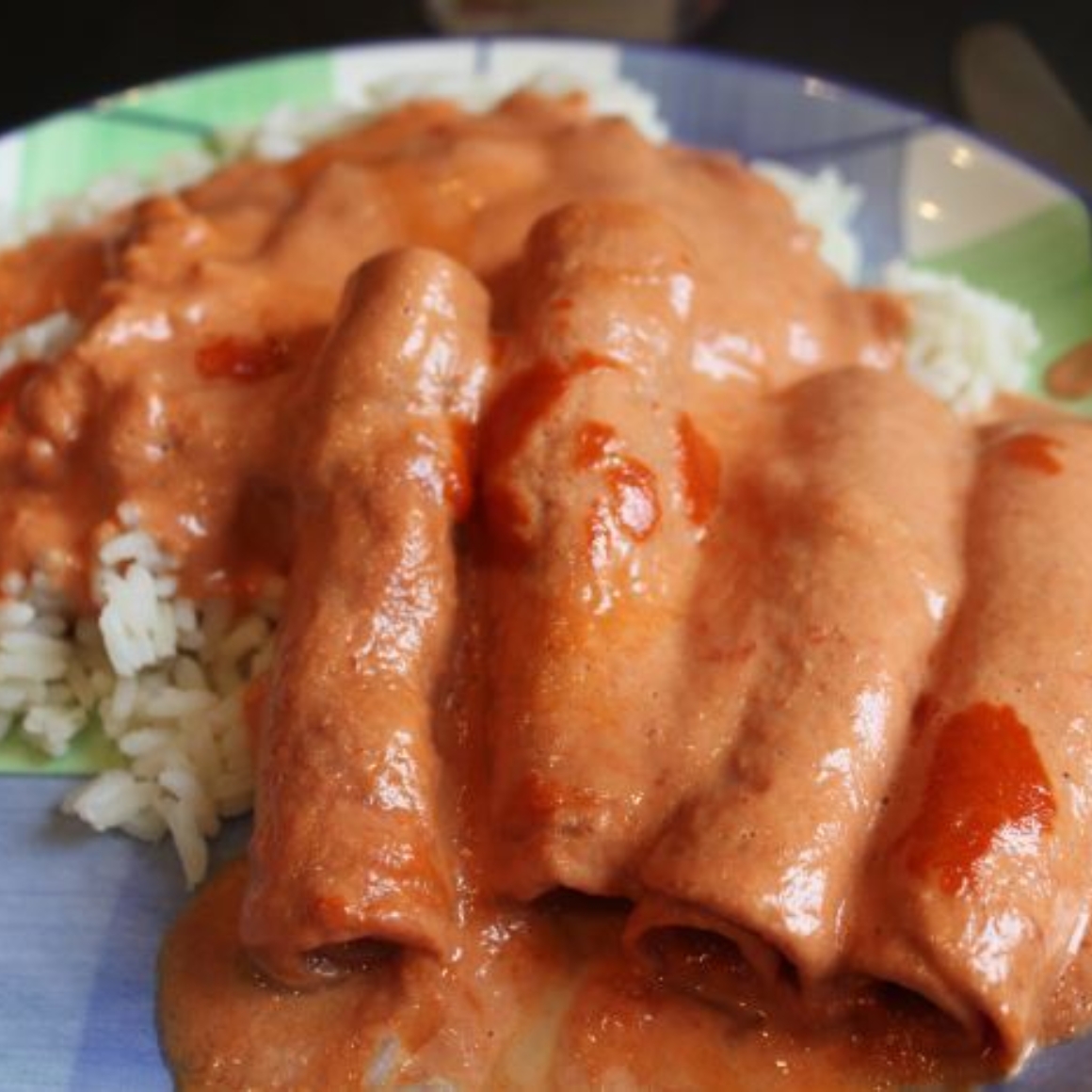 Schinkenröllchen mit Reis