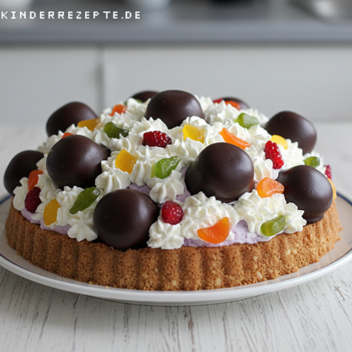 Schokokuss-Kuppeltorte mit Fruchtfüllung