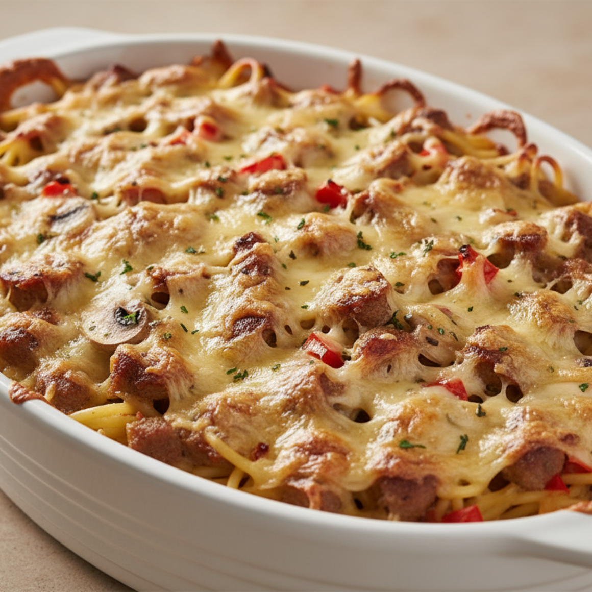 Gyrosauflauf mit Gabelspaghetti