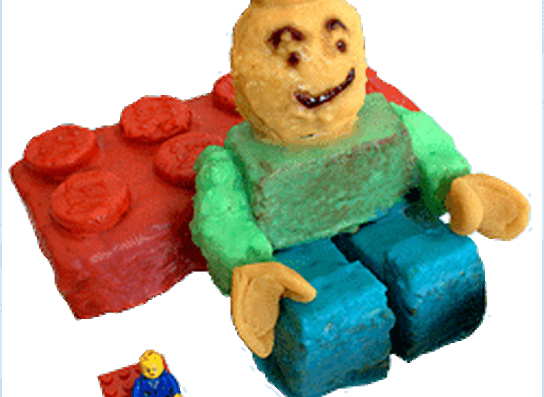 Lego-Männchen und-Stein