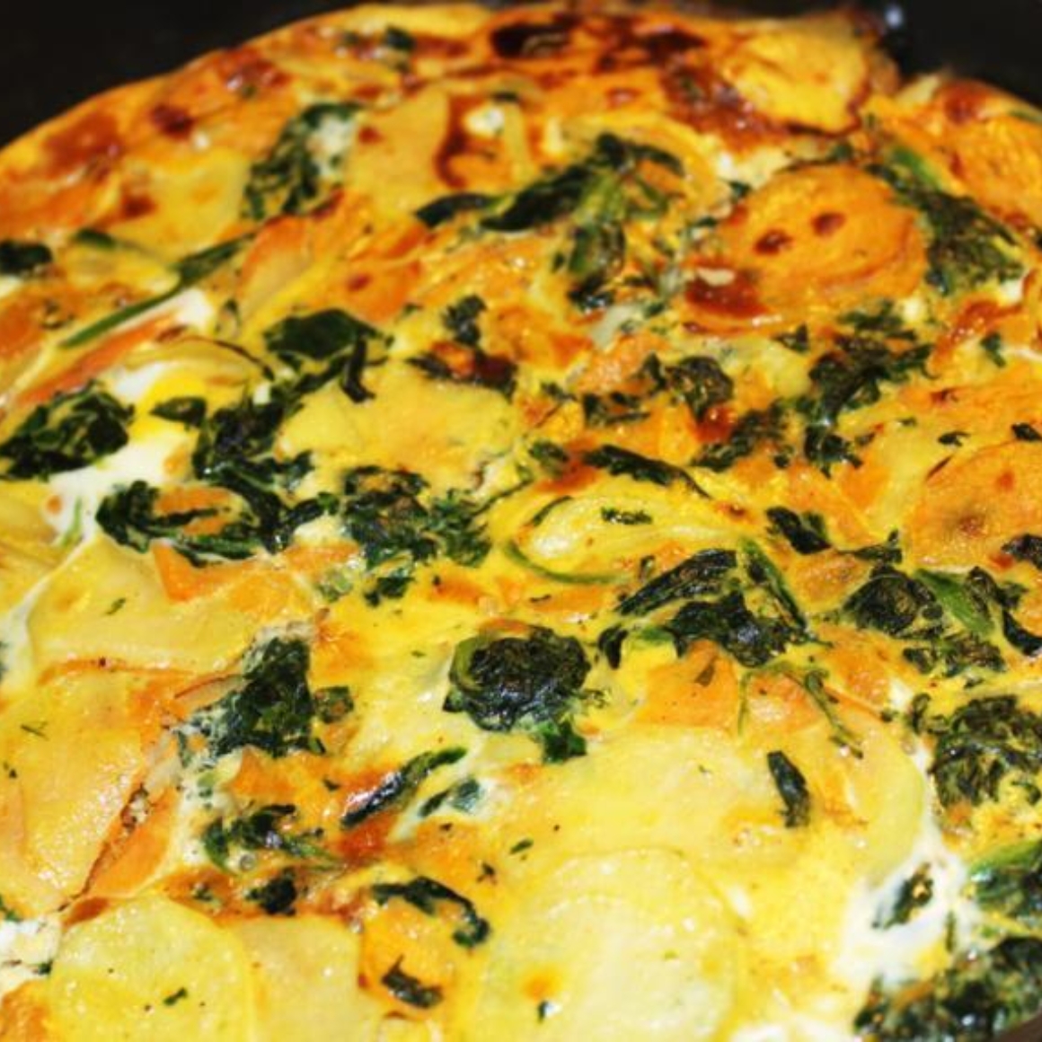 Tortilla mit Süsskartoffeln und Spinat
