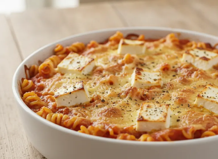 Nudelauflauf mit Feta (vegetarisch)