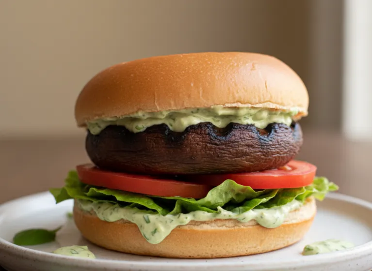 Gegrillte Riesenchampignon-Burger (vegetarisch)