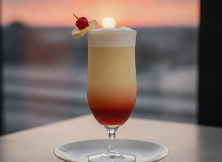 Bananen-Grenadine-Cocktail (Abendsonne)