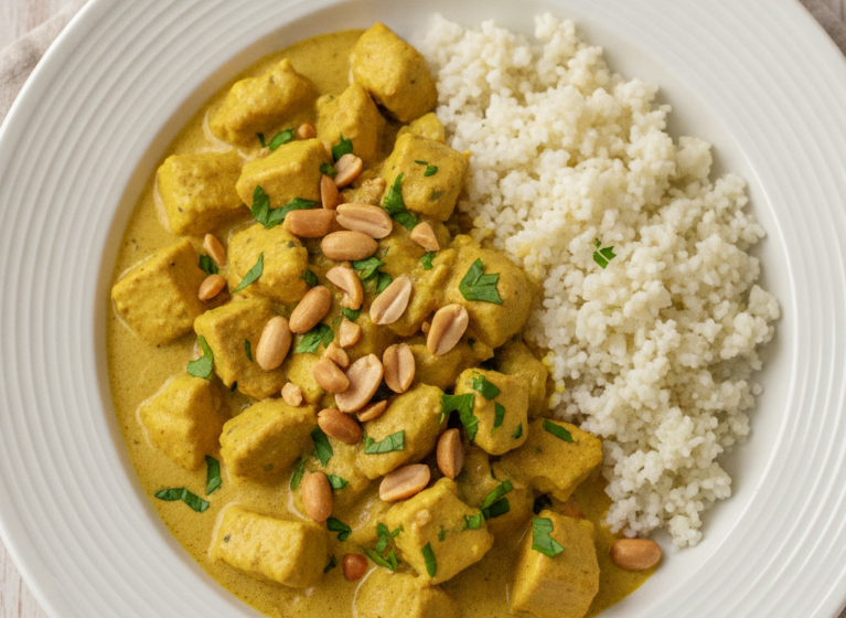 Cremiges Hähnchen-Curry mit Blumenkohlreis