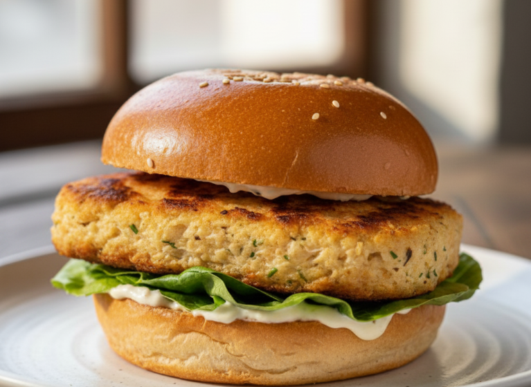 Leckerer Fischburger mit Pangasius