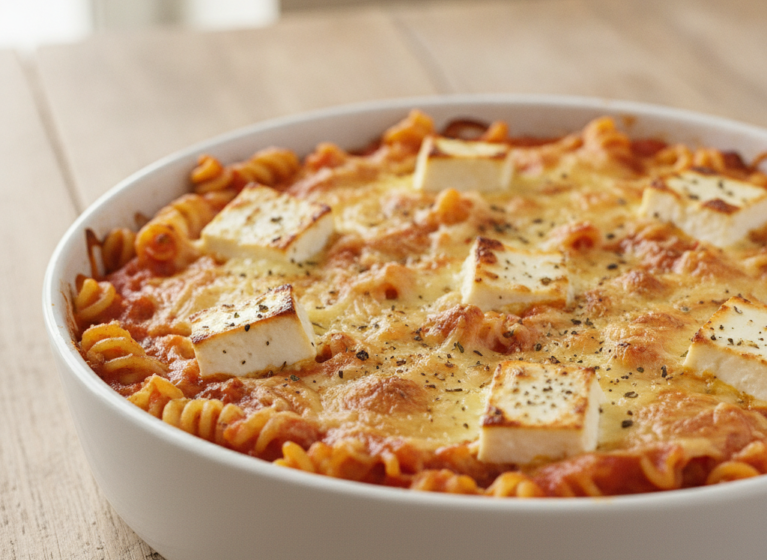 Nudelauflauf mit Feta (vegetarisch)