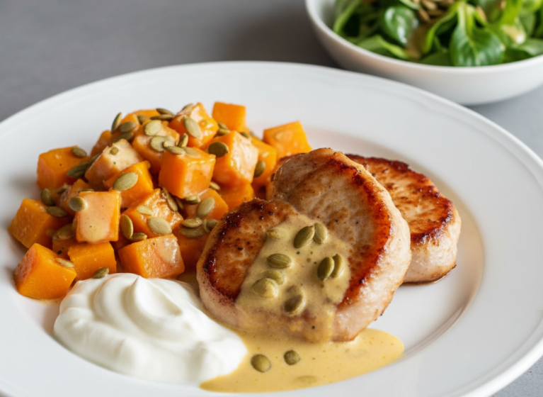 Safran-Salbei-Kürbis mit Koteletts