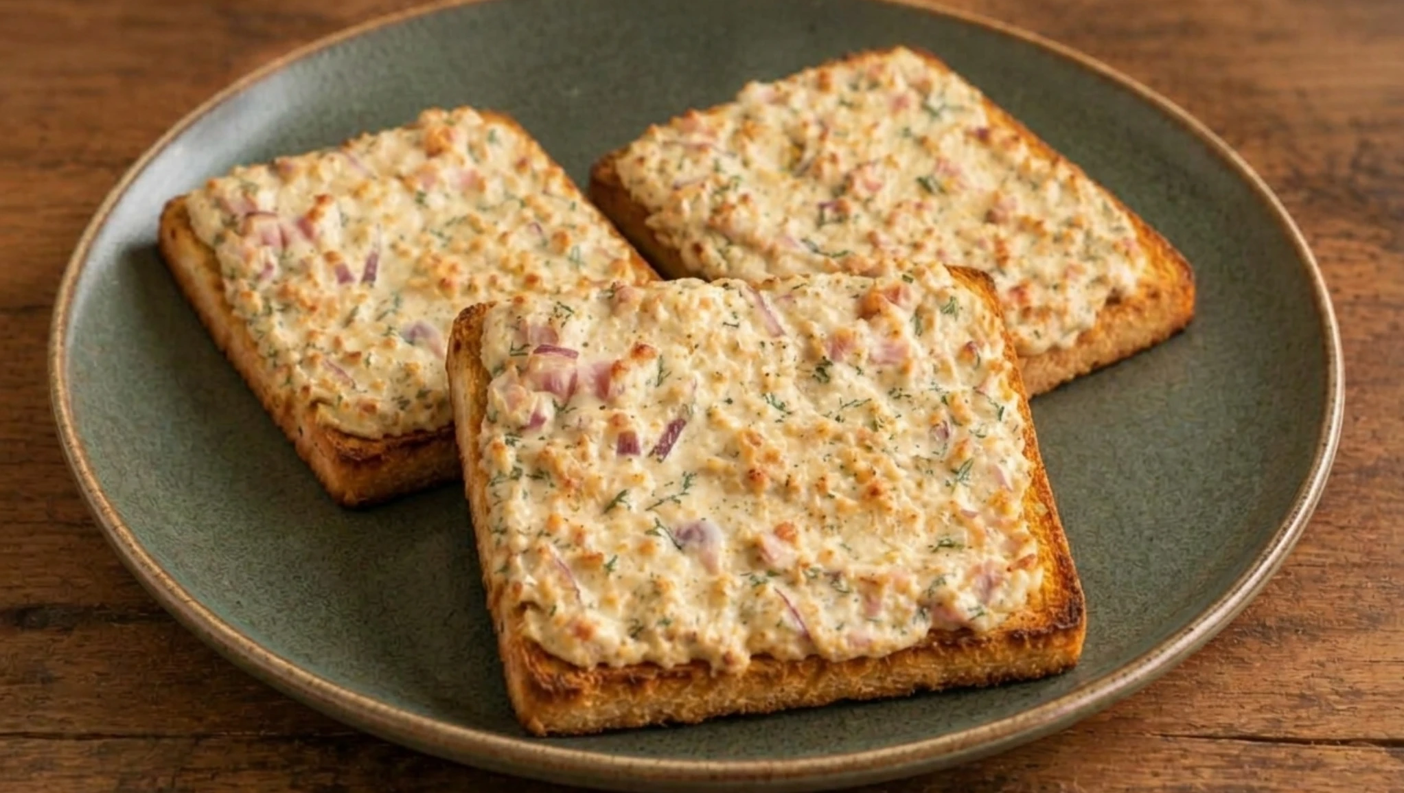 Flammkuchen-Toasts mit Frischkäse & Speck