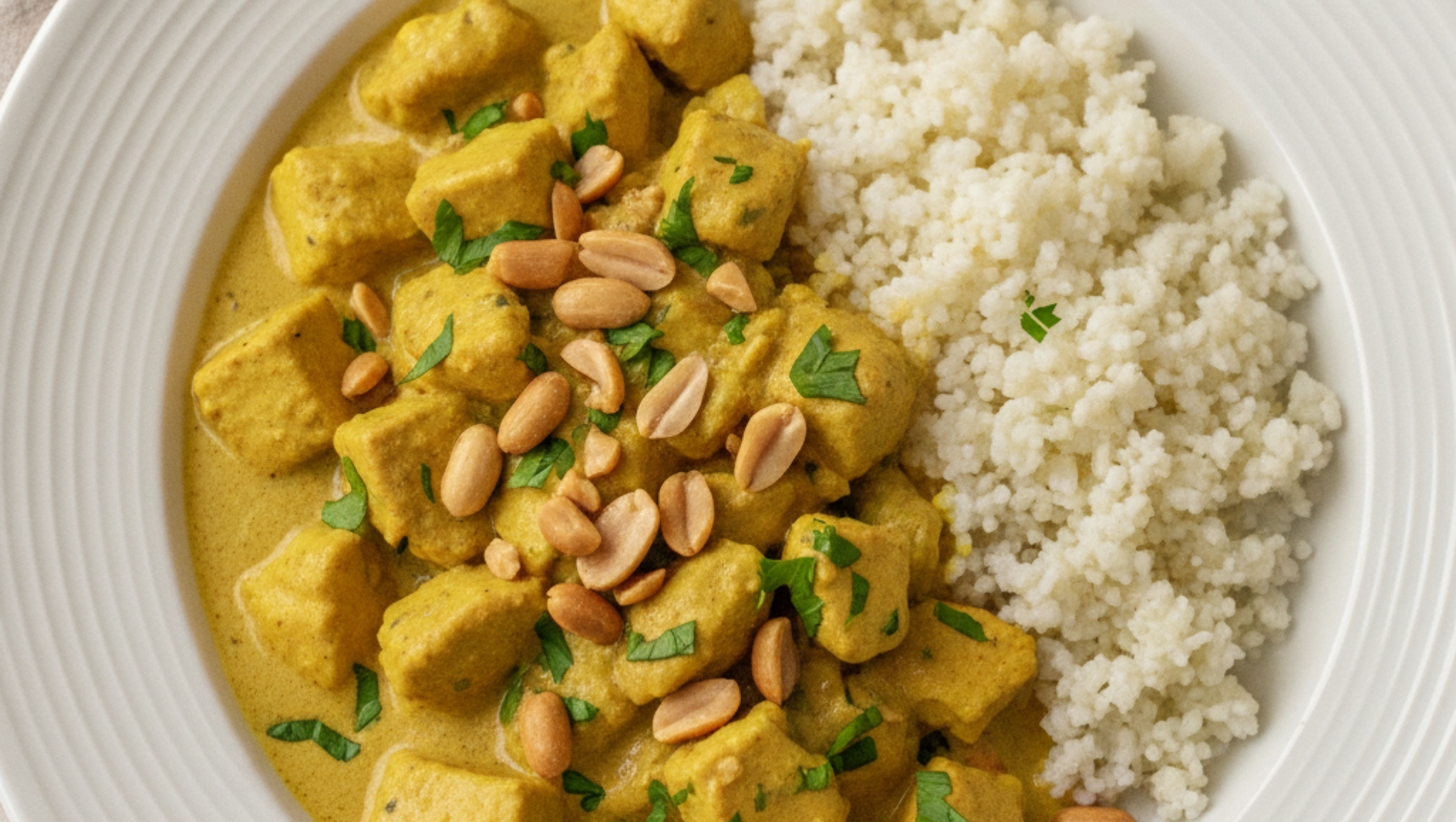 Cremiges Hähnchen-Curry mit Blumenkohlreis