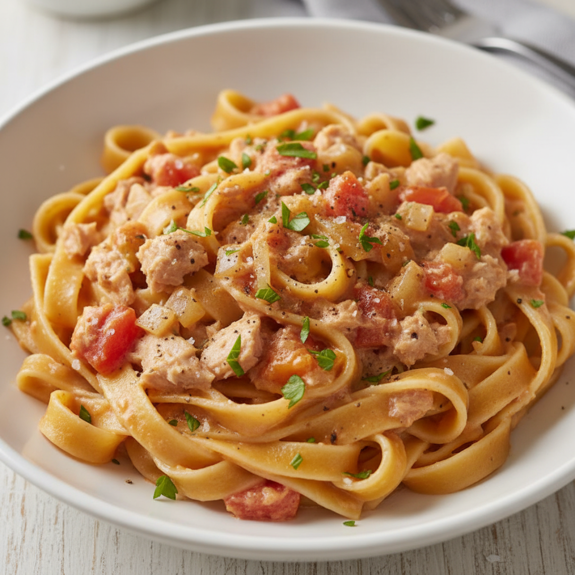 Bandnudeln mit Thunfischsauce