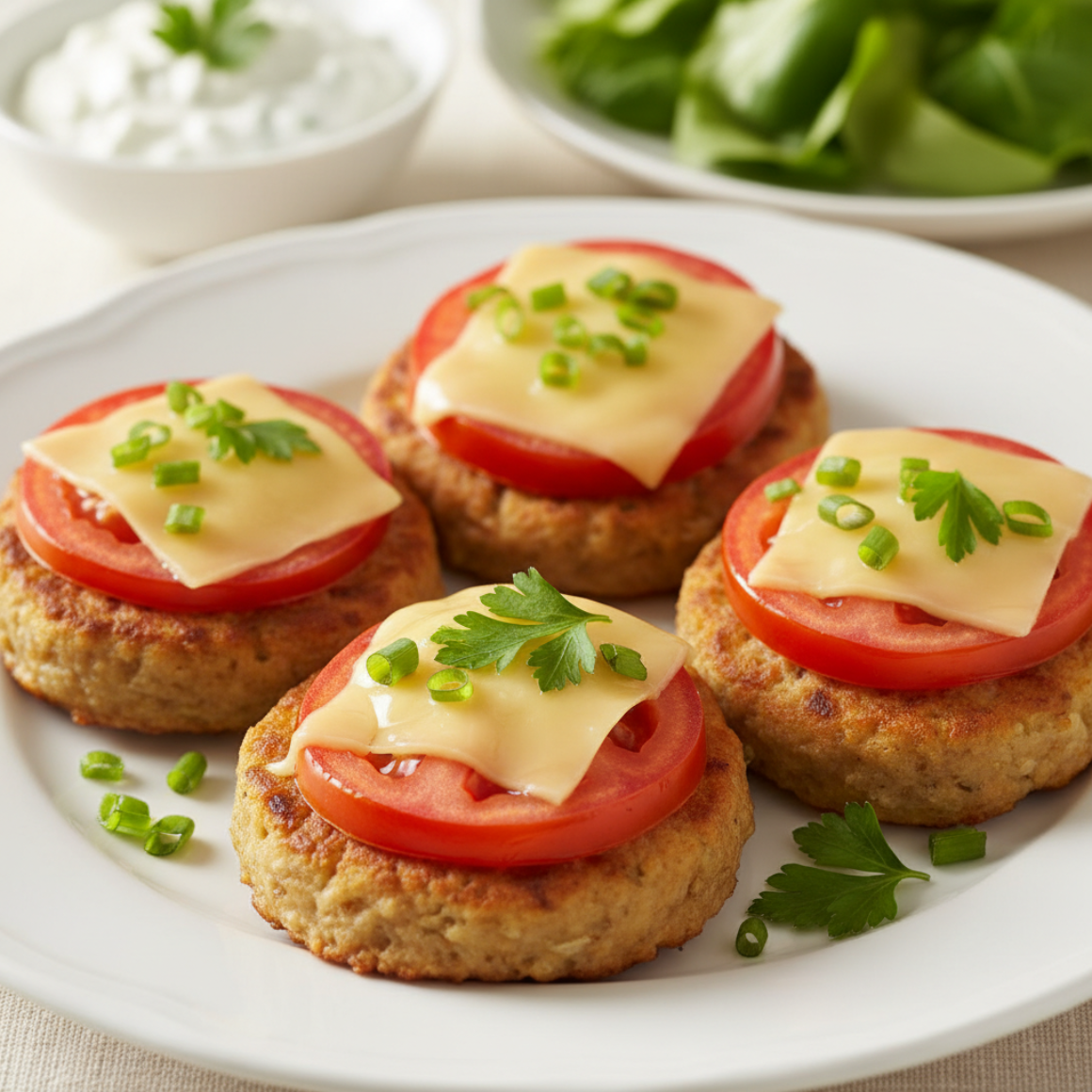 Buchweizenküchlein mit Tomaten und Käse (vegetarisch)