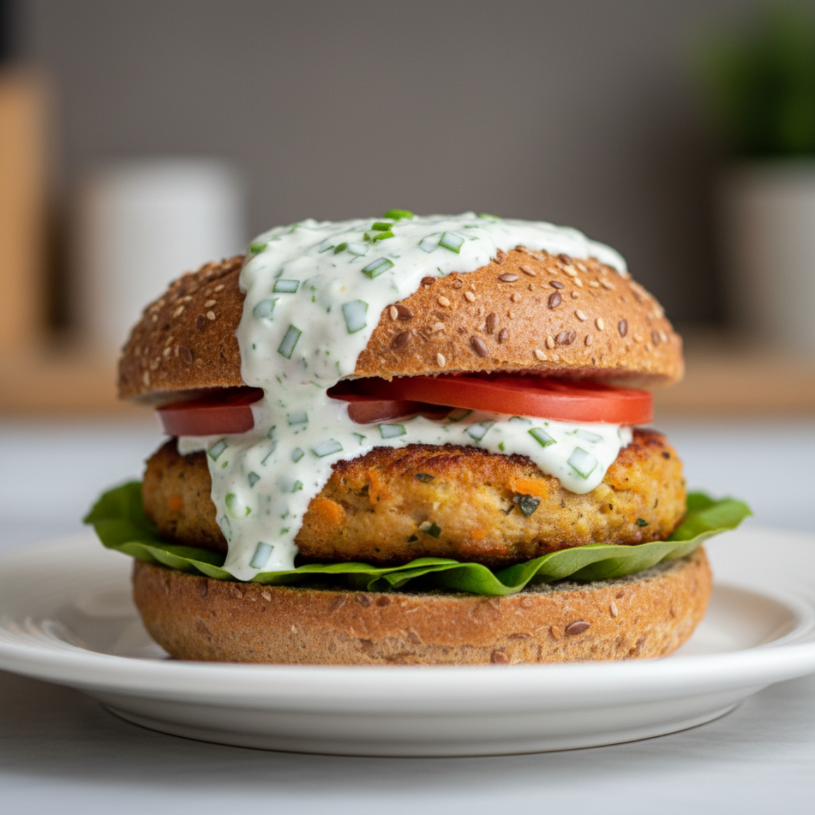 Burger im Kornbrötchen
