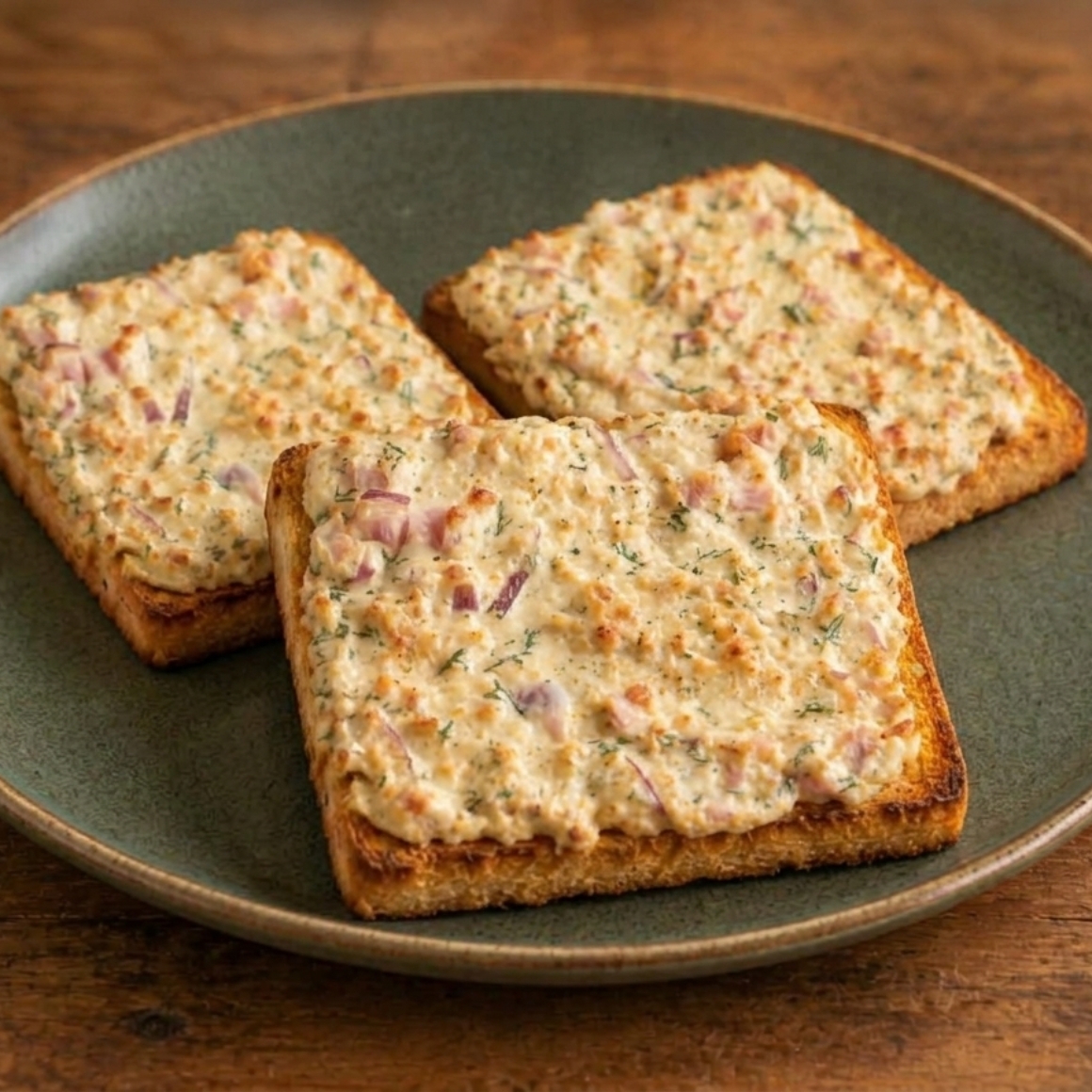 Flammkuchen-Toasts mit Frischkäse & Speck