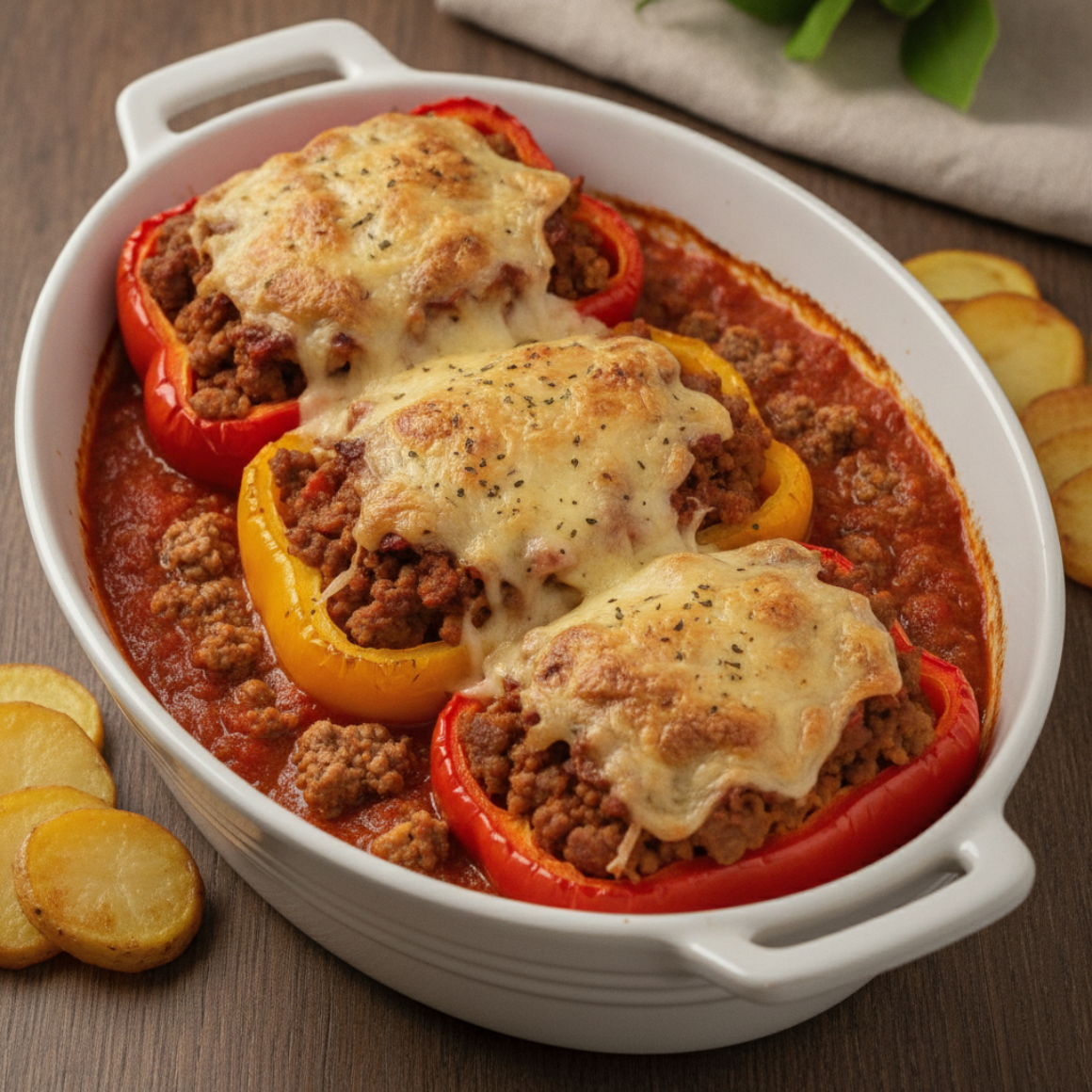 Gefüllte Paprika, überbacken