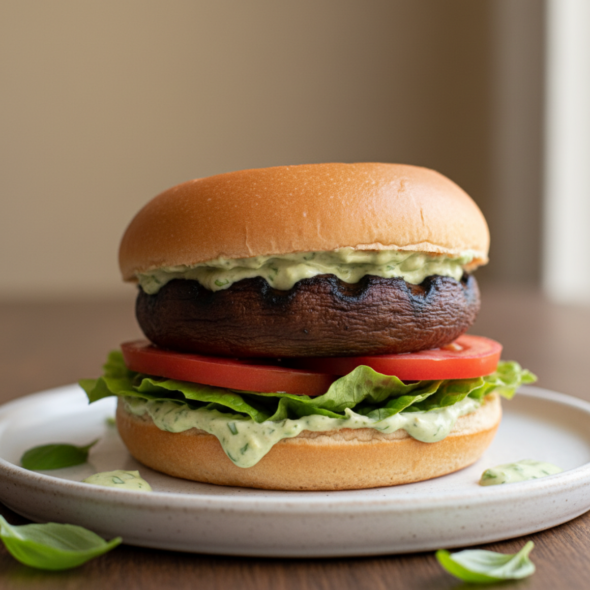 Gegrillte Riesenchampignon-Burger (vegetarisch)
