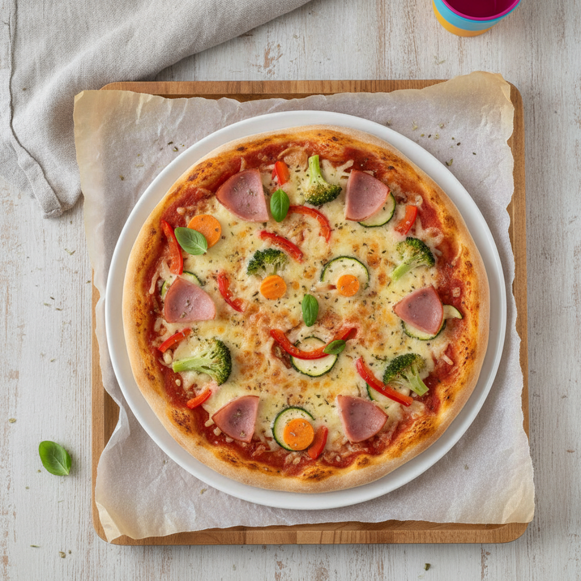 Gemüse-Blitz-Pizza (auch vegetarisch möglich)