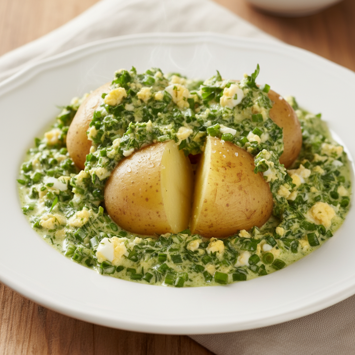 Kartoffeln und grüne Sauce (vegetarisch)