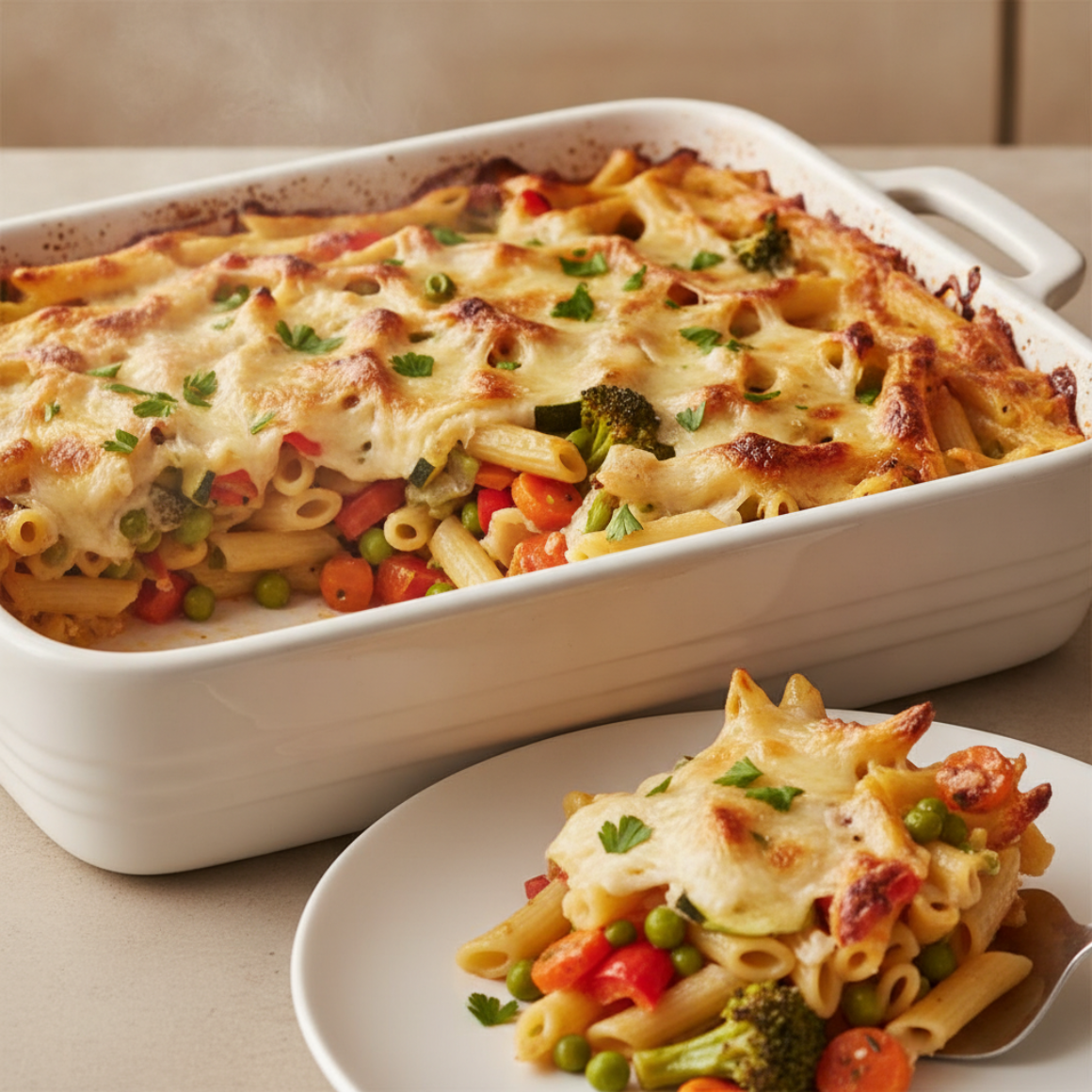 Nudelauflauf mit Gemüse (vegetarisch)