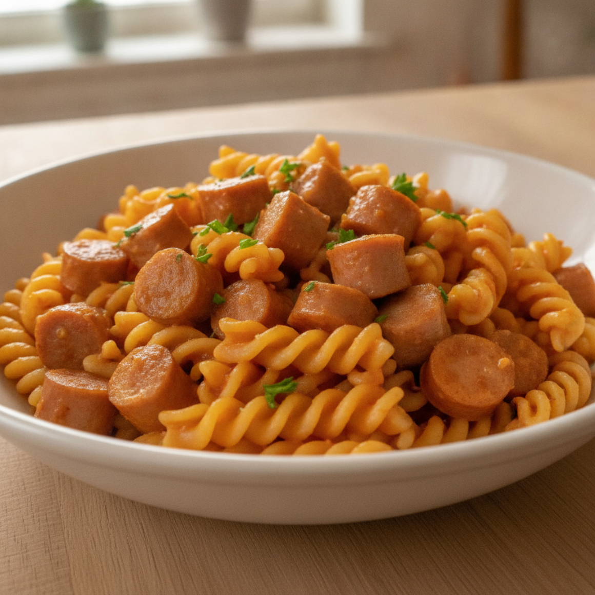 Nudeln mit Fleischwurst
