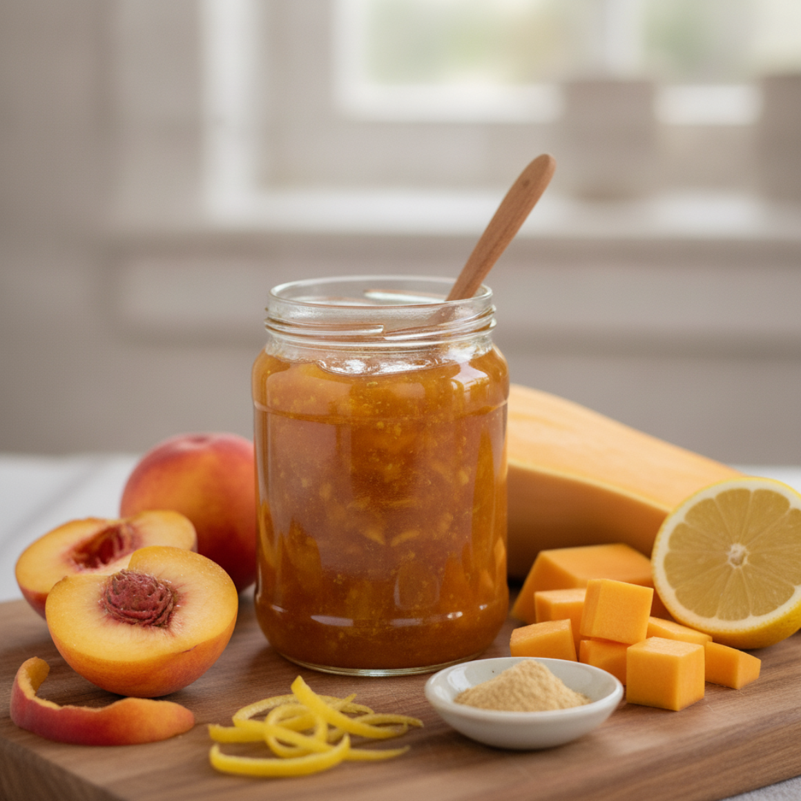 Pfirsichmarmelade mit Kürbis