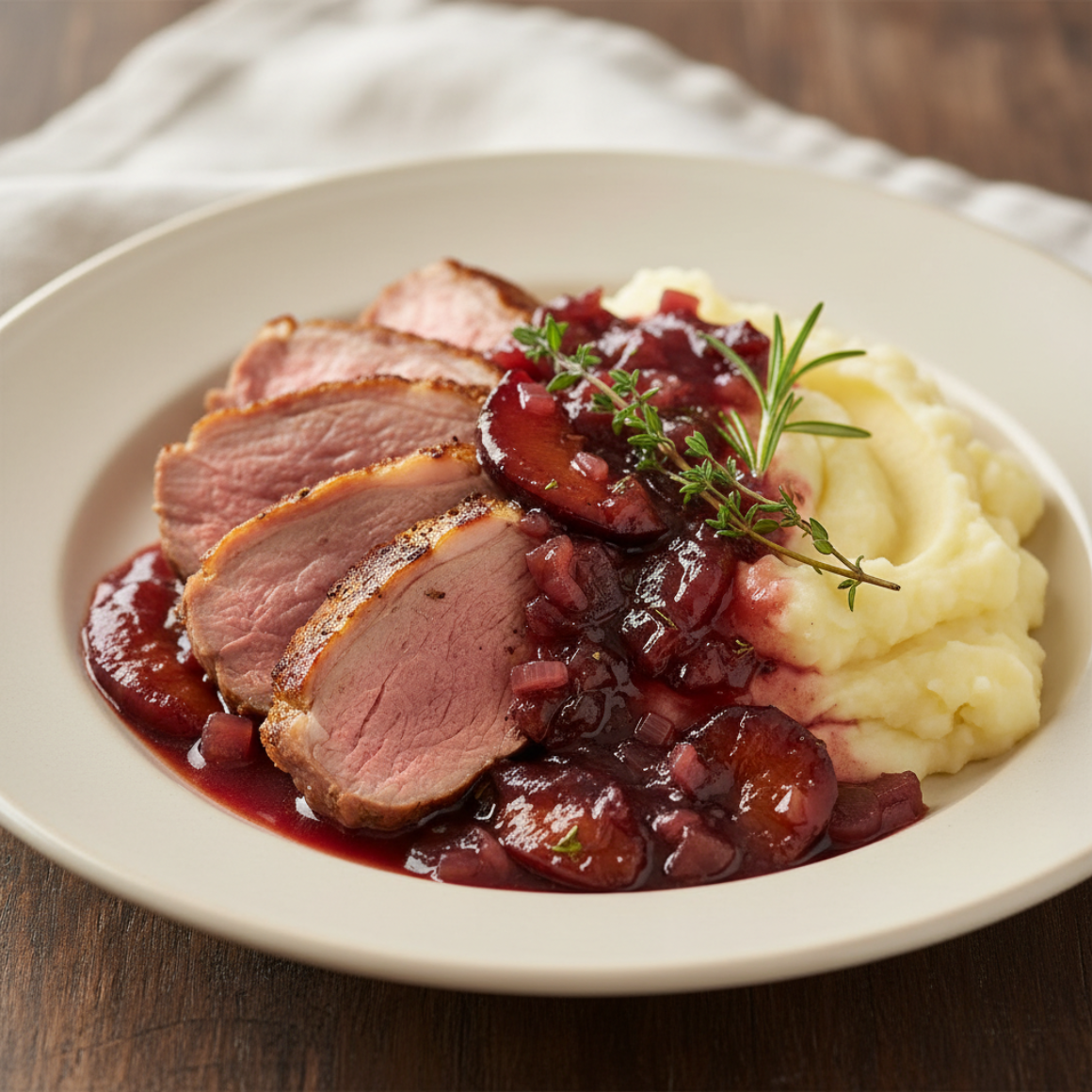 Lammnierstück mit Pflaumensauce