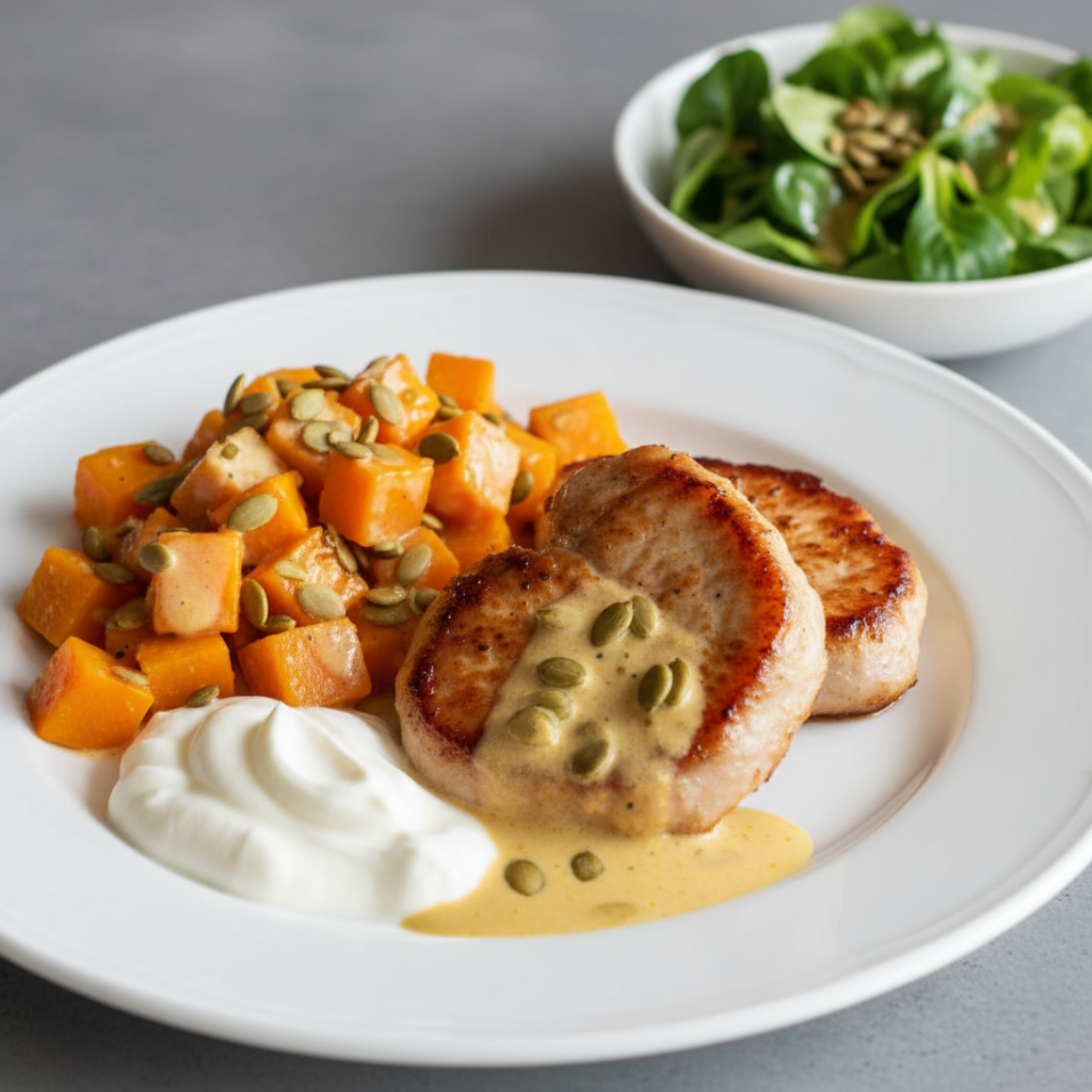 Safran-Salbei-Kürbis mit Koteletts