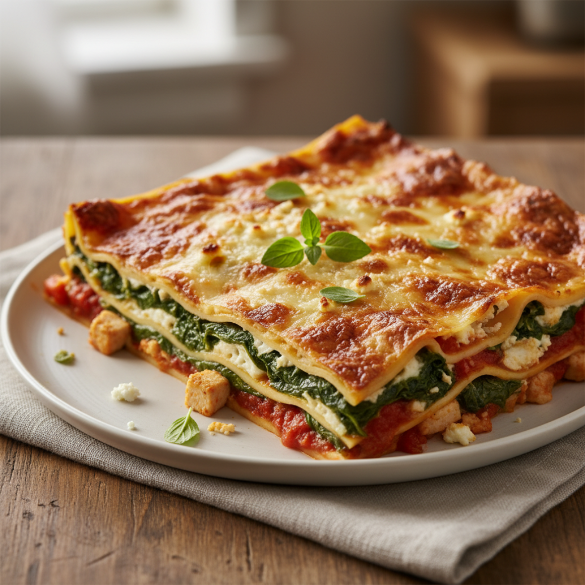 Spinatlasagne mit Putenfleisch