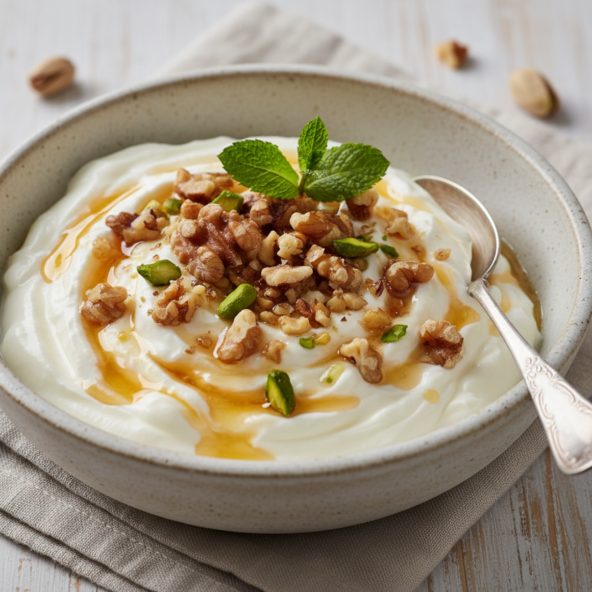 Türkischer Joghurt mit Honig und Nüssen