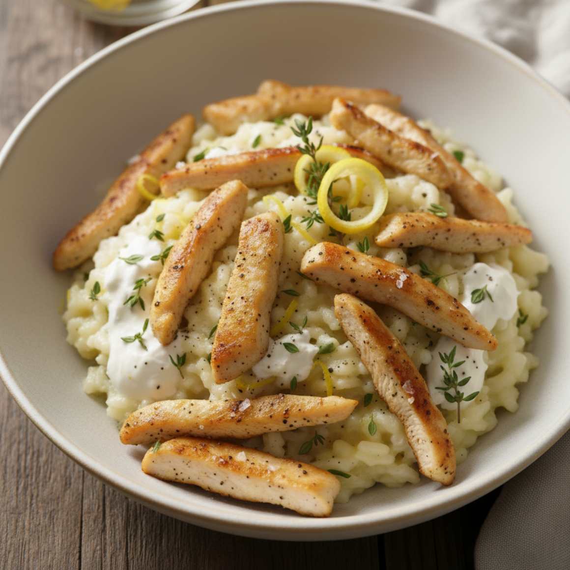 Zitronen-Risotto mit Hühnchen