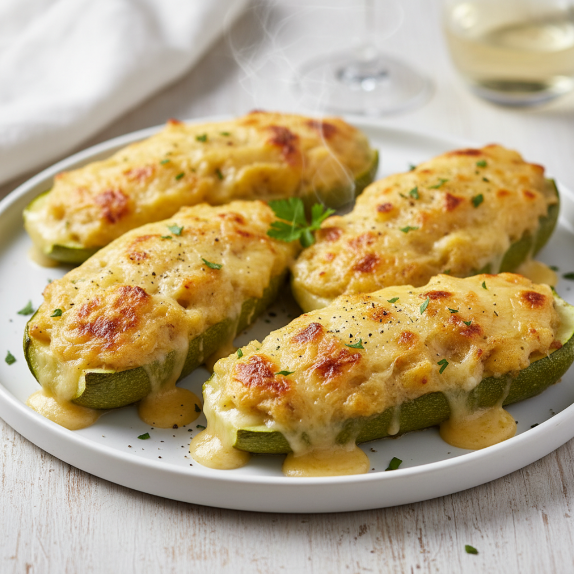 Zucchini, gefüllt (vegetarisch)
